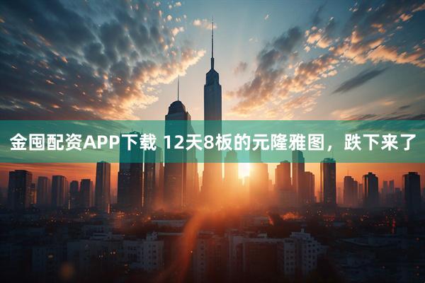 金囤配资APP下载 12天8板的元隆雅图，跌下来了