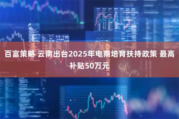 百富策略 云南出台2025年电商培育扶持政策 最高补贴50万元