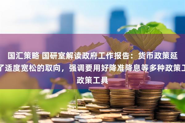 国汇策略 国研室解读政府工作报告：货币政策延续了适度宽松的取向，强调要用好降准降息等多种政策工具